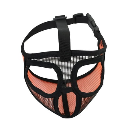 Short Snout Breathable Mesh Mouth Muzzle for Biting Full Mesh Orange S