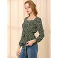 thumbnail image 4 of INSPIRE CHIC Blouse à Manches Longues Florale à Encolure Carrée avec Ceinture pour Femmes, 4 of 6