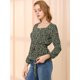 thumbnail image 4 of Blusa Floral Allegra K Manga Larga Cuello Cuadrado Peplum Mujer Cinturón Negro S, 4 of 6
