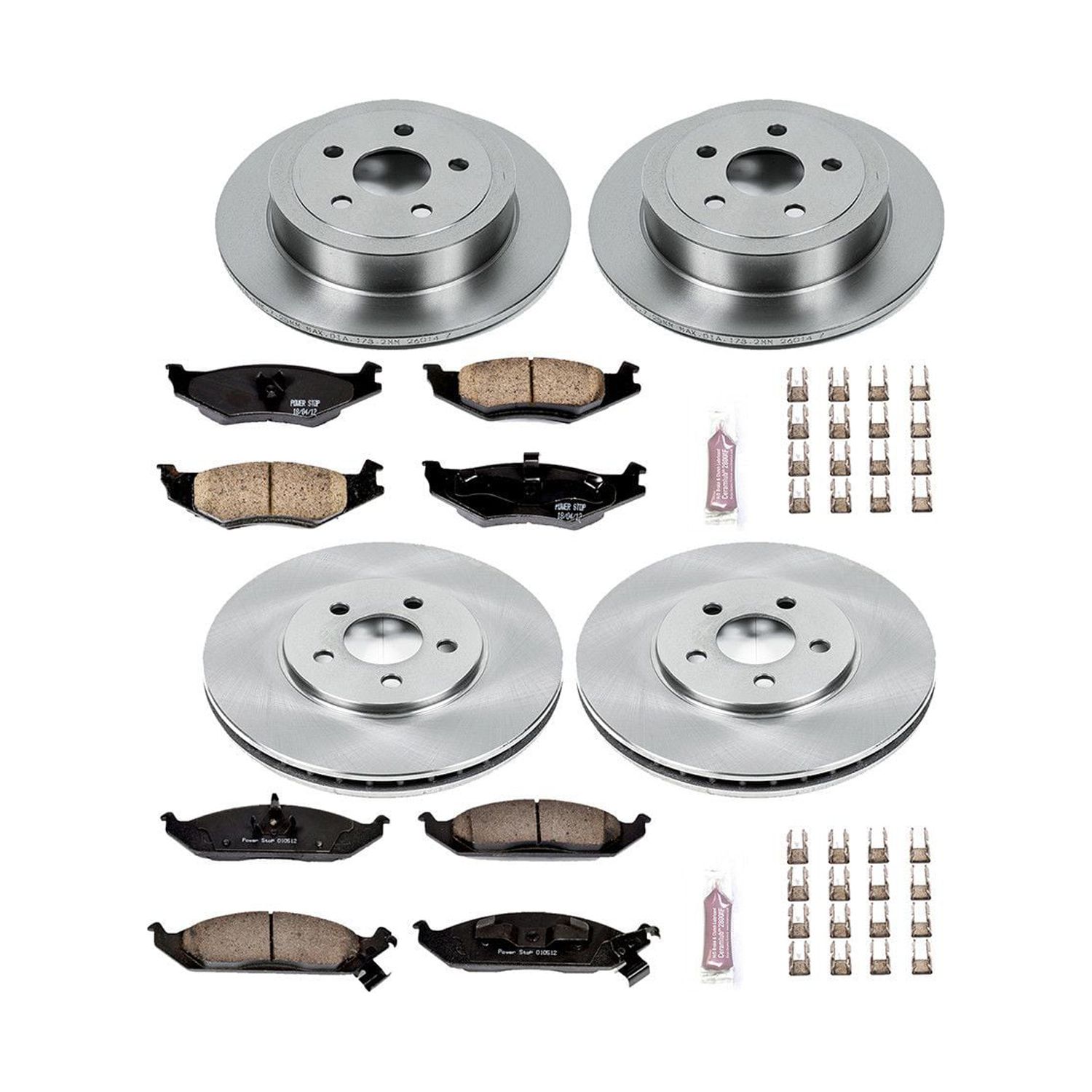 Power Stop Front and Rear Stock Replacement Brake Pad and Rotor Kit KOE1680