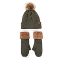 thumbnail image 1 of Chapeau et Gants pour Femmes, Tricots d'Hiver, 2 Pcs, Vert Armée, 1 of 5