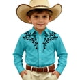 thumbnail image 3 of Toddler Tshirt Western Themed Long Sleeve Button Up Casual Print Shirt Girls' Tops Sky Blue 12-13 Years, 3 of 5