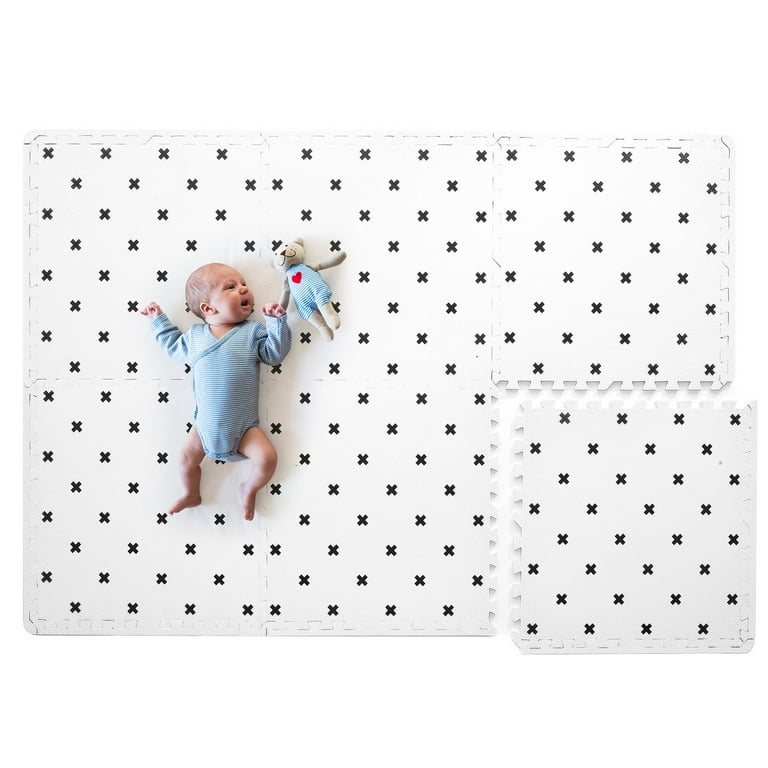 Extra Large Baby Foam Play Mat 4FT x 6FT Non Toxic Puzzle Floor Mat for Kids Toddlers White with Black Cross Walmart
