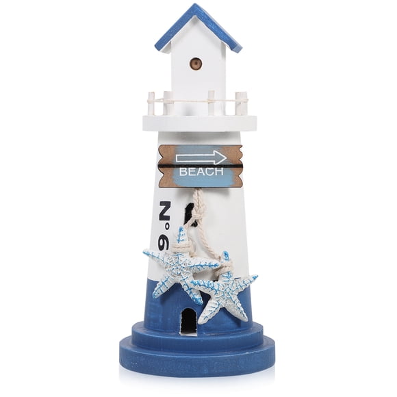 KAKOWELY Wooden Lighthouse Decor Nautical Lighthouse Coastal Seaside Lighthouse Ornament,3.74"X3.74"X8.66"