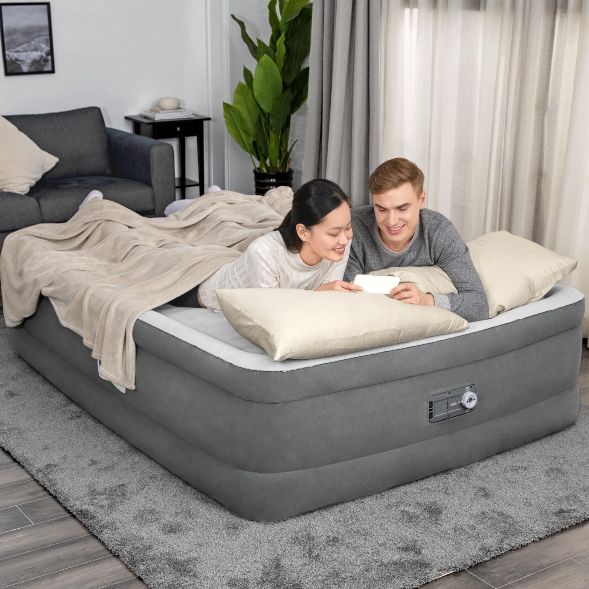 Sealy Tritech Queen 22" Air Mattress with Built-In AC Pump, Durable Inflatable Bed with Carry Bag