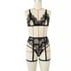 thumbnail image 3 of Conjunto de ropa interior de encaje sexy para mujer Sujetador hueco floral Panty Liguero Lencería, XXL Methold XX000185-05, 3 of 7