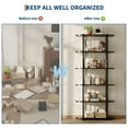 thumbnail image 4 of Industrial Bookshelf 6 Tier, 71 Inch Tall Bookcase – Metal and Wood Open Storage Shelving Unit, Freestanding Display Rack for Home Office, Living Room, Bedroom, Black Finish, 4 of 7