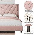 thumbnail image 4 of Fullfurnique Upholstered Platform Bed Frame with Wooden Slat Support, Queen, Pink, 4 of 9