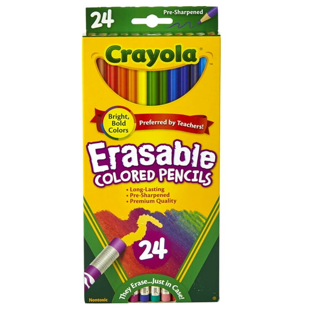 Crayola Erasable Colored Pencils, 24 Colors Per Box, Set Of 3 Boxes