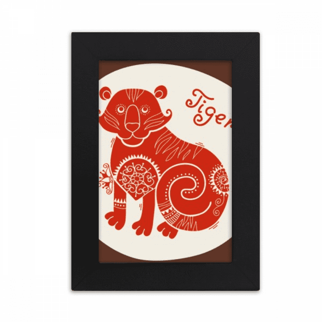Year Of Tiger Animal China Zodiac Red Desktop Photo Frame Picture Display Art Painting Exhibit