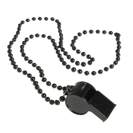 BLACK BEAD NECKLACES WITH WHISTLES, SOLD BY 10 DOZENS