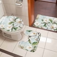 thumbnail image 4 of White Floral Bath Mat 3 Piece Bathroom Rug Set, Pastoral Farmhouse Magnolia Flowers Leaves Non Slip Bath Rug Contour Mat and Toilet Lid Cover, Absorbent Shower Mats Soft Bath Rugs and Mats Sets, 4 of 8