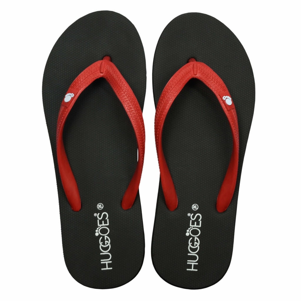 Huggoes - HUGGOES - JET Men's Natural Rubber Summer Beach Flip-Flops - Black/Red - Walmart.com 