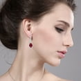 thumbnail image 4 of Gem Stone King 925 Sterling Silver Red Created Ruby Drop Dangle Earrings for Women | 10.00 Cttw | Gemstone July Birthstone | Oval 12X10MM | 1.18 inch, 4 of 6