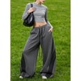 thumbnail image 5 of EMMIOL Women's Y2K Striped Baggy Sweatpants, High Waisted Wide Leg Casual Joggers with Drawstring Waist and Cuffs, 5 of 8