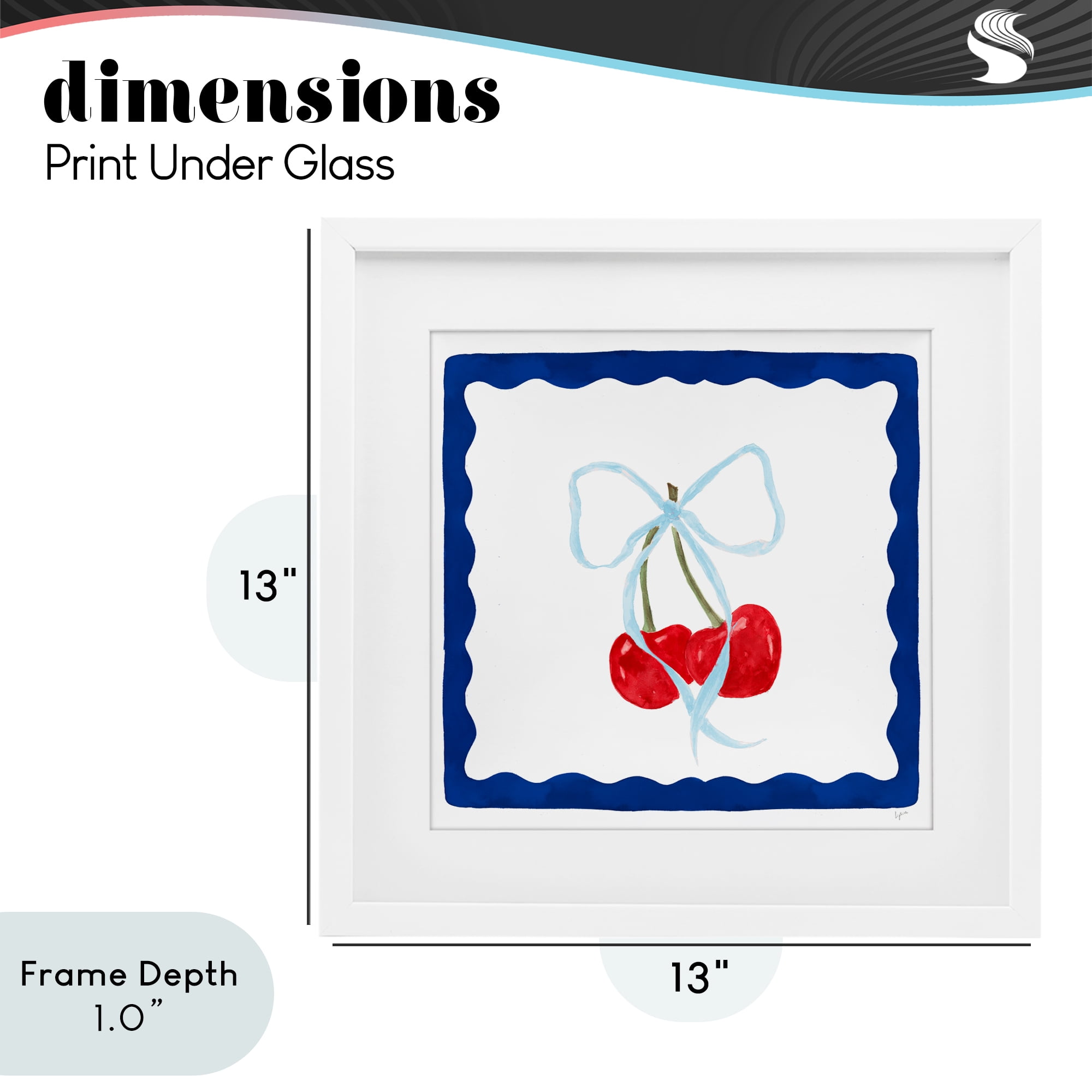 Stupell Industries Summer Bordered Cherries White Framed Print Under Glass, design by Lucille Price
