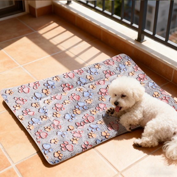 Self-Warming Cat Bed & Dog Crate Pad, Ultra Soft Flannel Pet Mat with Reversible , Machine Washable Calming Kennel Liner for Indoor Cats, Small Medium Dogs, and Outdoor Use