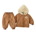 thumbnail image 2 of Esaierr 2PCS Newborn Baby Boy Snowsuit Set Toddler Cotton Jacket + Pants Outfits Winter Padded Cartoon Hoodie Fleece Clothes Coat for 6M-4Y, 2 of 5