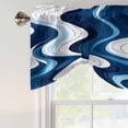 thumbnail image 5 of Tie Up Valances for Windows, Blue Stripe Adjustable Valance Curtains Window Treatment for Living Room, Geometric White Coastal Wave Modern Ocean Rod Pocket Kitchen Curtains & Drapes 54x18 Inch, 5 of 9