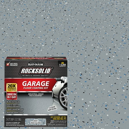 Black, Rust-Oleum RockSolid High Gloss Polycuramine Garage Floor Coating Kit-60003, 76 oz