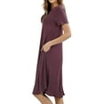 thumbnail image 3 of Womens & Plus Round Neck Short Sleeve Knee Length A-Line Swing Trapeze Dress (Ash Mocha, 1X), 3 of 4
