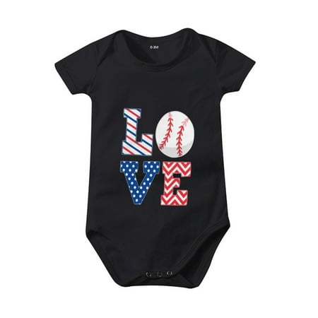 

Follure Toddler Kids 4th Of July Letters Baseballs Prints Short Sleeve Independence Day Romper Jumpsuit Cloths Circuital My Morning Jacket Bodysuit Kids