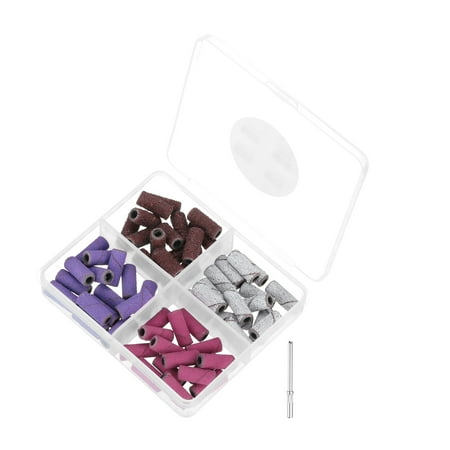 Uxcell 60pcs Small Sanding Bands for Nail Drill 80# 120# 180# 240# Grit Sanding Band Kit with 3.1mm Mandrel Mini Drill Bits Nail Tech File