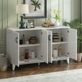 thumbnail image 3 of Tensun 60" Antique White Sideboard - Retro Storage Cabinet with Adjustable Shelves, 4 Doors, Metal Handles, and Spacious Storage, Ideal for Kitchen, Living Room, and Dining Room, 3 of 5