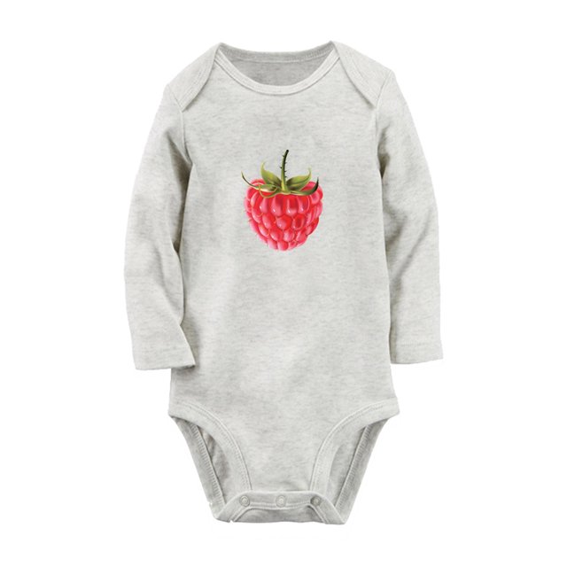 iDzn Fruit Raspberry Image Print Cute Rompers, Newborn Baby Unisex Bodysuits, Infant Jumpsuits, Toddler 0-12 Months Kids Long Sleeves Oufits