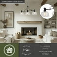 thumbnail image 2 of Beloit 3L LED Compatible Black Farmhouse Linear Chandelier Island Pendant Light Fixture Clear Glass, 2 of 12