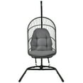 thumbnail image 3 of Patiojoy Modern Rattan Hanging Egg Swing Chair w/Stand Foldable Cushioned Hammock Gray, 3 of 9