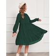 thumbnail image 6 of Arshiner Girls Fall Long Sleeve A-Line Dress Elegant Formal Occasion Tiered Swing Dress with Belt, 6 of 6