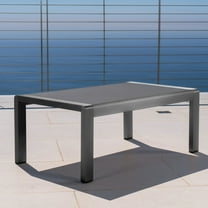 Miller Outdoor Aluminum Coffee Table with Tempered Glass Table Top, Grey