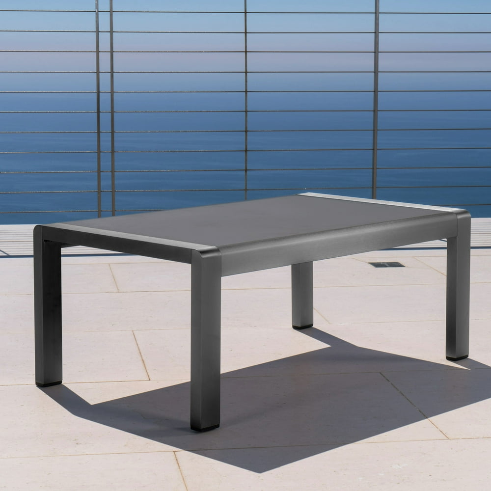 Miller Outdoor Aluminum Coffee Table with Tempered Glass Table Top