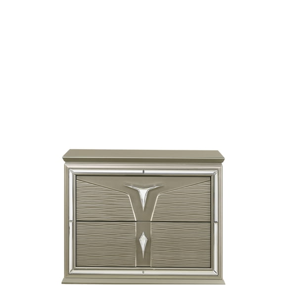 JERFIT Modern Nightstand with Floating Design, 2-Drawer Silver Bedside Table with Mirror Accents and Acrylic Legs for Bedroom Storage