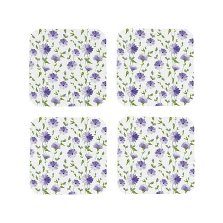 

Tideii Purple Chicory for Leather Coasters 4 Pieces Anti-fouling and Anti-scalding Decorative Coasters Suitable for Restaurants Kitchens Coffee Shops-Square