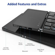 Slim Foldable Wireless Keyboard Compatible with Yezz Andy A4 with TOUCHPAD Mouse Fully Universal providing 48H Use, 560 Days Standby, Portable, Compact, Tri-Fold, Rechargeable!