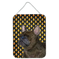 French Bulldog Candy Corn Halloween Portrait Wall or Door Hanging Prints