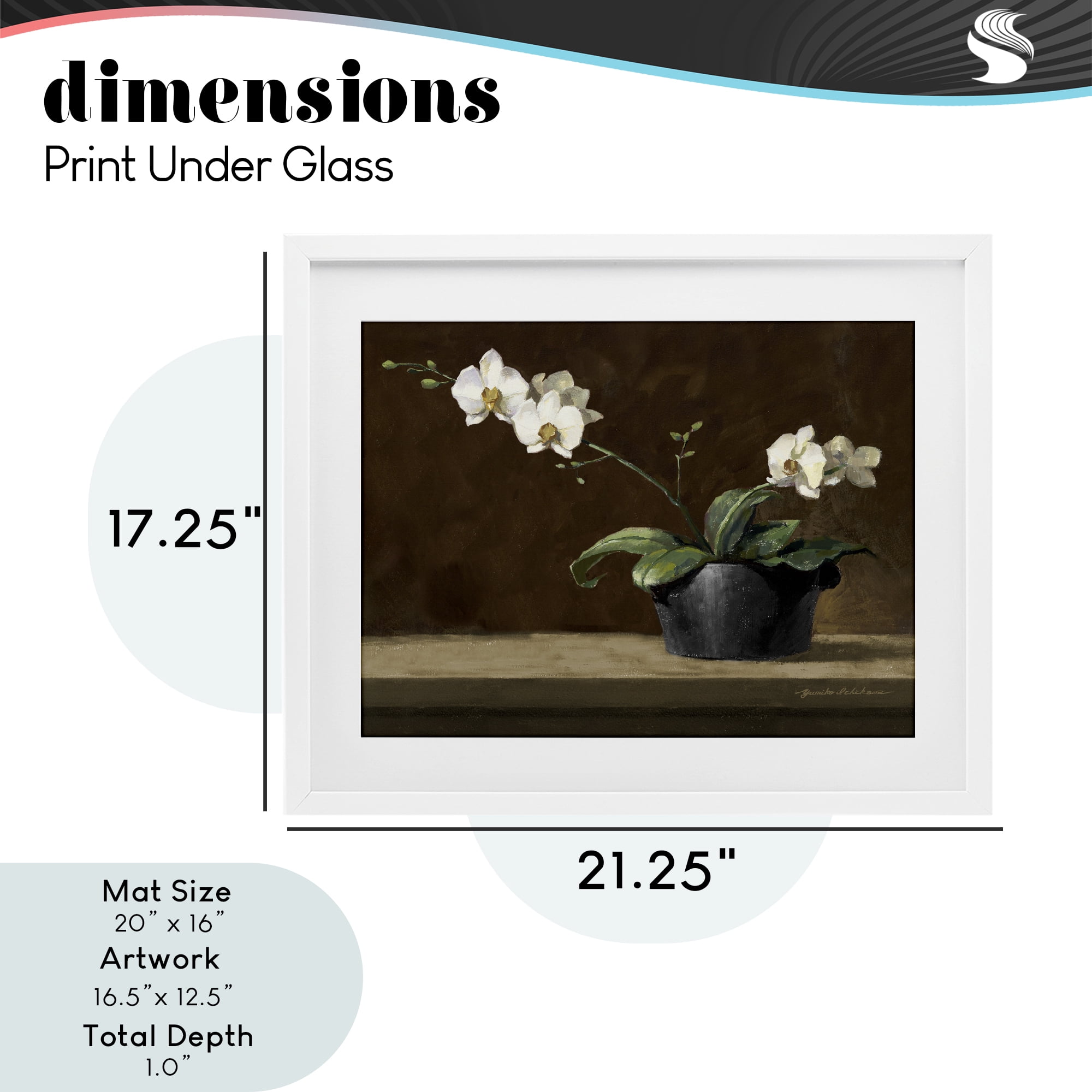 Stupell Industries Potted White Orchid on Ledge White Framed Print Under Glass, design by Yumiko Ichikawa