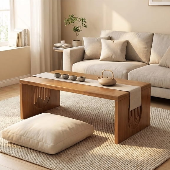39.4''W x 14.56" D Rectangular Japanese Folding Coffee Table, No Assembly Required