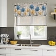 thumbnail image 4 of Blue Yellow Tulips Curtain Valances for Windows, Kitchen Valance Window Treatments Panel 2 Pack, Retro Farmhouse Flower Barn Doors Wooden Rod Pocket Short Curtains for Bathroom Bedroom 42 x 18 Inch, 4 of 8