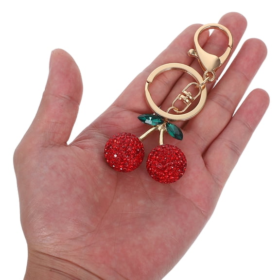 Hemobllo 1-Pack Rhinestone Cherry Bag Charm Keychain with 3D Design Decorative Accessory for Purse or Backpack
