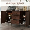 thumbnail image 4 of HOMCOM 2 Cabinets 3 Drawers Accent Retro Sideboard Particleboard Brown, Black, 4 of 9