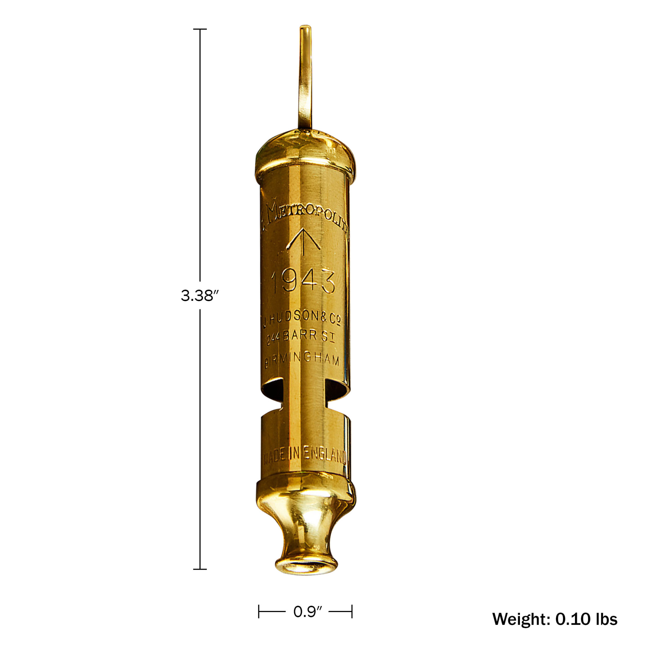 Kings County Tools Authentic London Police and WWII-Era Brass Whistle