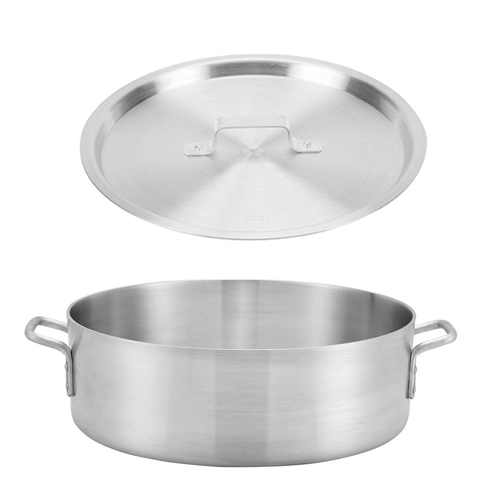 12 Qt Aluminum Brazier Pot & Lid Mirror Finish