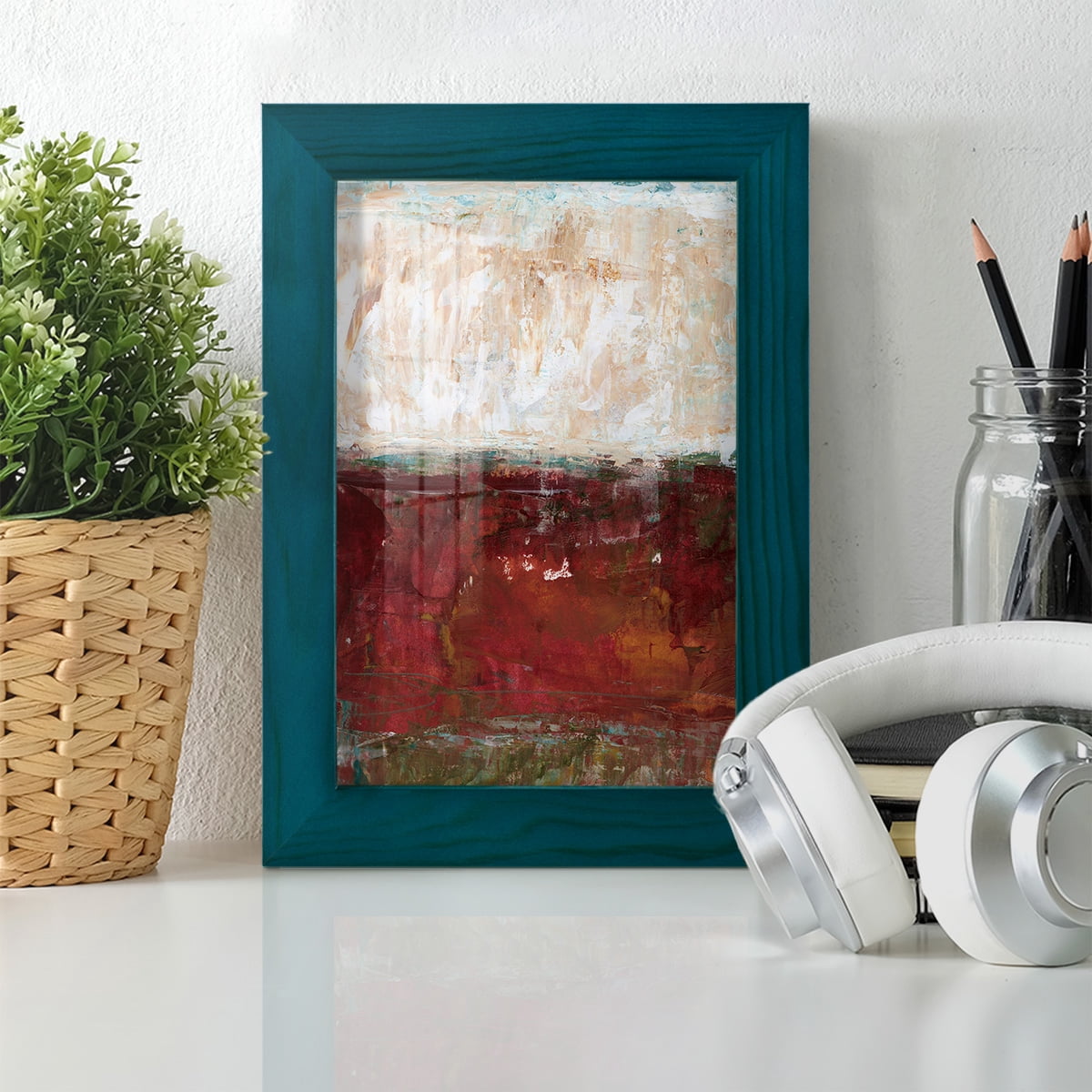 August Horizon II -Framed Print w/glass-Ocean Blue