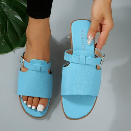 

Wavsuf Slippers for Women Casual Summer Beach Sky Blue Slippers Size 7