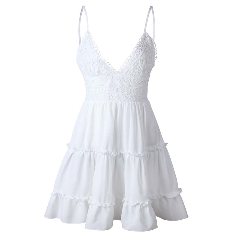 Aimik Womens Lace Short White Wedding Dress V-Neck Spaghetti Strap Bowknot Backless Sleeveless Mini Summer Party Beach Sun Dresses Aimik Womens Lace Short White Wedding Dress V-Neck Spaghetti Strap Bowknot Backless Sleeveless Mini Summer Party Beach Sun Dresses