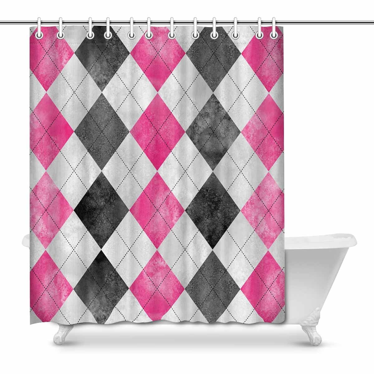 MKHERT Argyle Decor Classic Elegant Latticework Plaid Gray Pink House