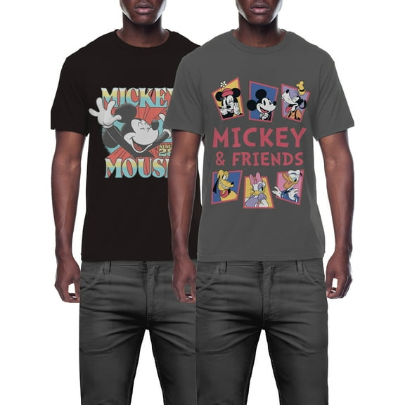 Disney Men's & Big Men's Mickey Mouse & Friends Graphic Tee Shirts, 2-Pack, Sizes S-3XL